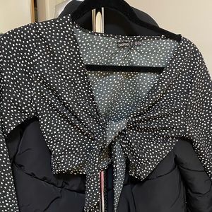 Boohoo polka dot/animal print cropped tie top
